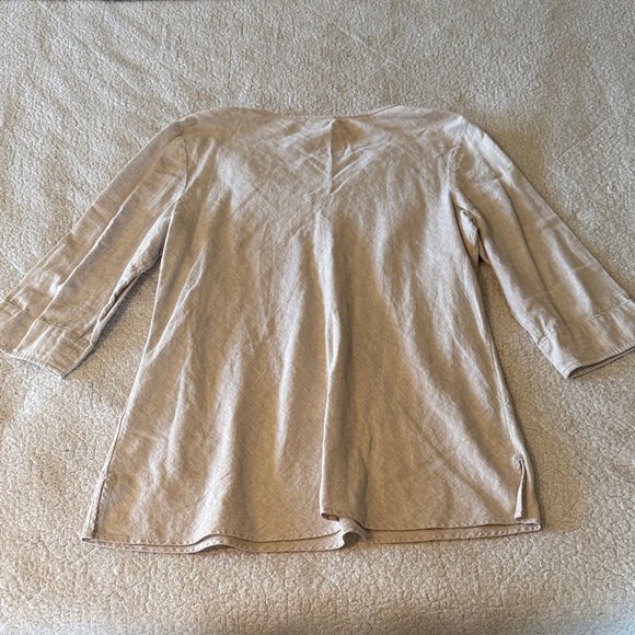 J. Jill Beige Linen Blend Crochet Accent Tunic Size Large - Picture 7 of 7